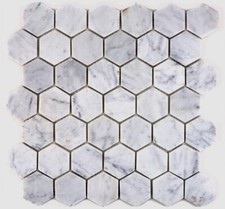 Piastrelle Mosaico Marmo Pietra Hexagon Carrara Sintetico Bianco 44-0103_F 10
