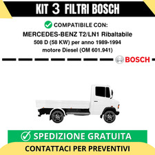 KIT BOSCH 3 Filtri tagliando per MERCEDES-BENZ T2/LN1 Ribaltabile 508 D 58 kw...