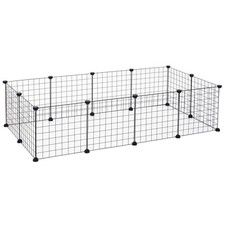 PawHut  Gabbie Recinto per Cuccioli Animali Domestici, Nero in Filo Metallico