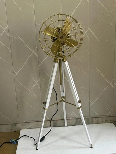 Vintage brass tripod floor fan - floor,