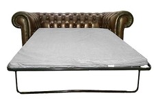 Divano Letto Chesterfield 100% Vera Pella Due Posti Marrone Antico