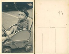Cartolina fotografica anni 50 bimba CARROZZINA EPOCA GIORDANI - ROSCA - CORRADO 