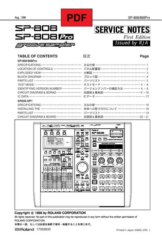 Roland 808 service manual - sp-808,