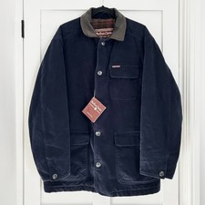 Giacca Utility Vintage MARLBORO CLASSICS Navy Heavy Chore Collo Pelle MEDIA