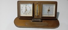 Set da scrivania ottone anni 40-50 con orologio sveglia barometro e termometro