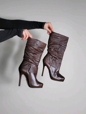 stivali tacco alto marrone