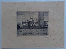 Ernesto Havas Acquaforte Piazza San Marco Venezia 38x28 cm Firmata
