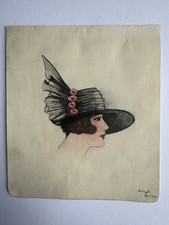 Cappello nero acquerello con