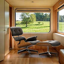 EAM Lounge Chair con pouf pelle PU poltrona salotto poltrona soggiorno divano