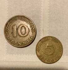 2 Monete Da 5 E 10 Pfennig 1950 Zecca D Germania Federale