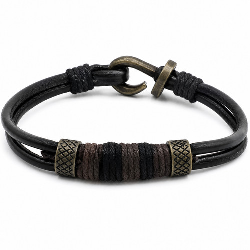 Bracciale uomo pelle nera
