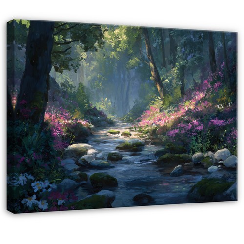 Tela foresta fiume - , alberi
