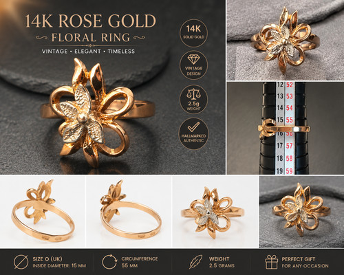Anello vintage oro rosa 14 - anello, in