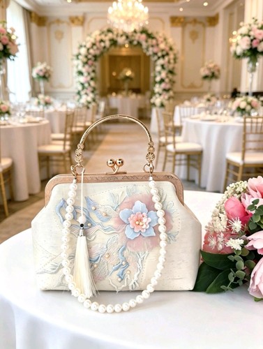 Pochette seta con ricamo - seta,