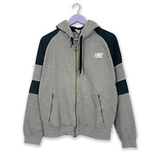 Felpa Nike Vintage grigia e nera con zip e cappuccio anni 2000 - Taglia M uomo