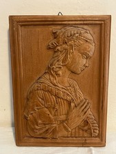 BASSORILIEVO IN LEGNO SCULTURA QUADRO MADONNA VINTAGE DIGURA RELIGIOSA EPOCA