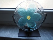 porta candela in vetro e ferro artigianale fiore usato