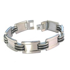Bracciale in acciaio inox catena piatta da uomo donna braccialetto moto  argento