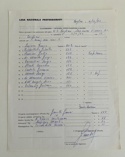 Cagliari vs vicenza - 04/10/64,