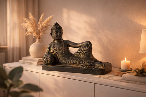 Scultura buddha sdraiata - buddha,