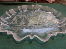 Vassoio In Vetro Natalizio 44x30x5 Cm