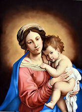 Olio su tela - Madonna con bambino - Dimensioni 50x70 cm - Dipinto a mano
