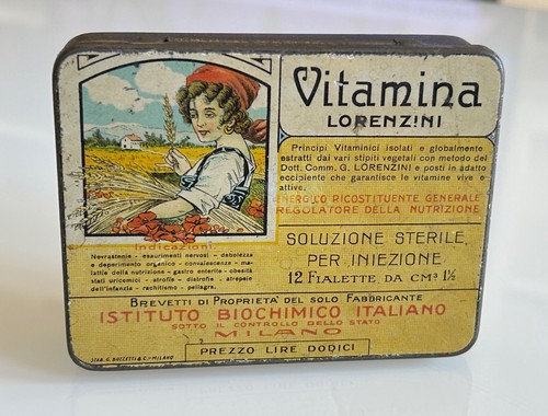 Antica scatola latta vitamina - scatola,