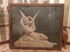 Amore e Psiche Quadro d'epoca Olio su tela  108cm X 94cm Cornice Intarsiata 