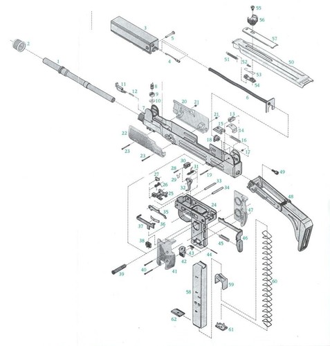 Uzi gun parts schema diagramma - parts,
