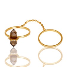 Anello doppio legato fumè - , con