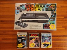 CONSOLE COLECO VISION 2400 VINTAGE, SCATOLA, MANUALI, 3 VIDEOGIOCHI ORIGINALI RARA