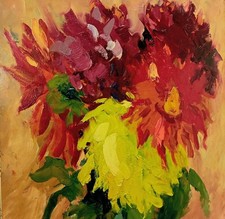 Olio Basso Ragni - Natura Morta - Dalie-