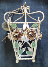 LAMPADARIO A LANTERNA VINTAGE ANTICO STILE LIBERTY FOGLIE E FIORI IN FERRO 