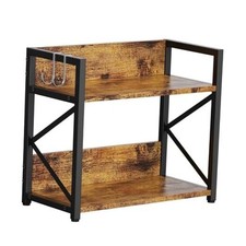 Organizer Mensola Bancone Cucina 2 Livelli, Stazione Caffè Bar Medio Rustico Marrone