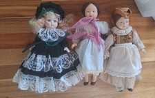 Three vintage porcelain dolls - vintage,