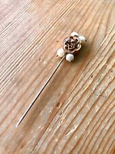 Elegante Spilla/Spillone Vintage Anni '50 con Perle e Oro Rosato 9K