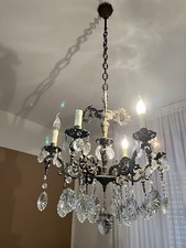 LAMPADARI A GOCCE DI CRISTALLO E OTTONE CON 6 BRACCI anni 60/70