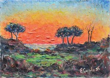 Marina al tramonto - Dipinto originale 50x70 Enrico Coppola 1995 seascape