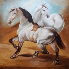 CAVALLI BIANCHI - Quadro olio