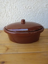 Casseruola biscottiera vintage in terracotta smaltata marrone