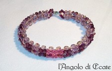 BRACCIALE DONNA artigianale idea regalo handmade perline Swarovski viola