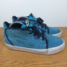 Scarpa media Nike Toki Skateboarding Trainer UK 7 blu stampa leopardata scamosciata usata 