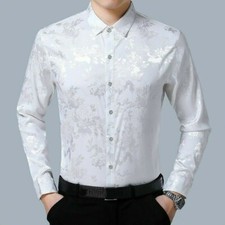 Mens Satin Silk Flower Shirt