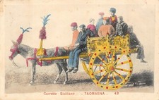 B2523) CARRETTO SICILIANO TAORMINA VIAGGIATA NEL 1910 MESSINA