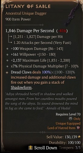 Litany sable 900 warlock - litany,