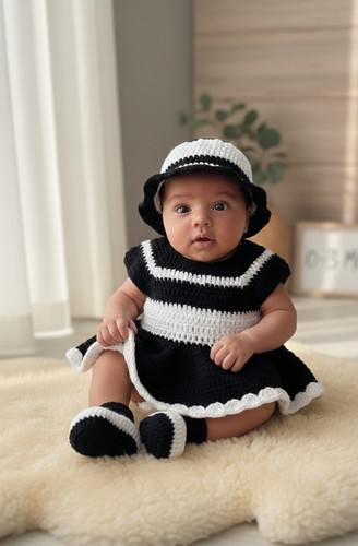 Set abito bambina fatto - a, mano