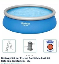 Bestwey  Set Per Piscina Gonfiabile  Fast Set Rotonda  457×122 cm -Blu