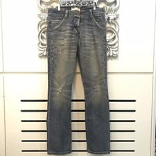 PLEASE Jeans Dritti a Sigaretta Denim Blu Borchie vita Bassa tg.M