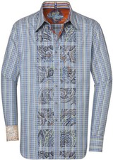 Camicia sportiva Robert Graham Freeboard a quadri con bottoni manica lunga ricamata M