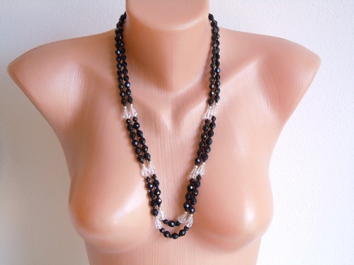 Collana vintage nera vetro - vintage, in